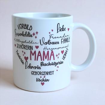 Keramiktasse Mama personalisiert Muttertag Namenstasse Kaffeetasse Kaffeebecher Teetasse - Artikel-Nr. 1100010